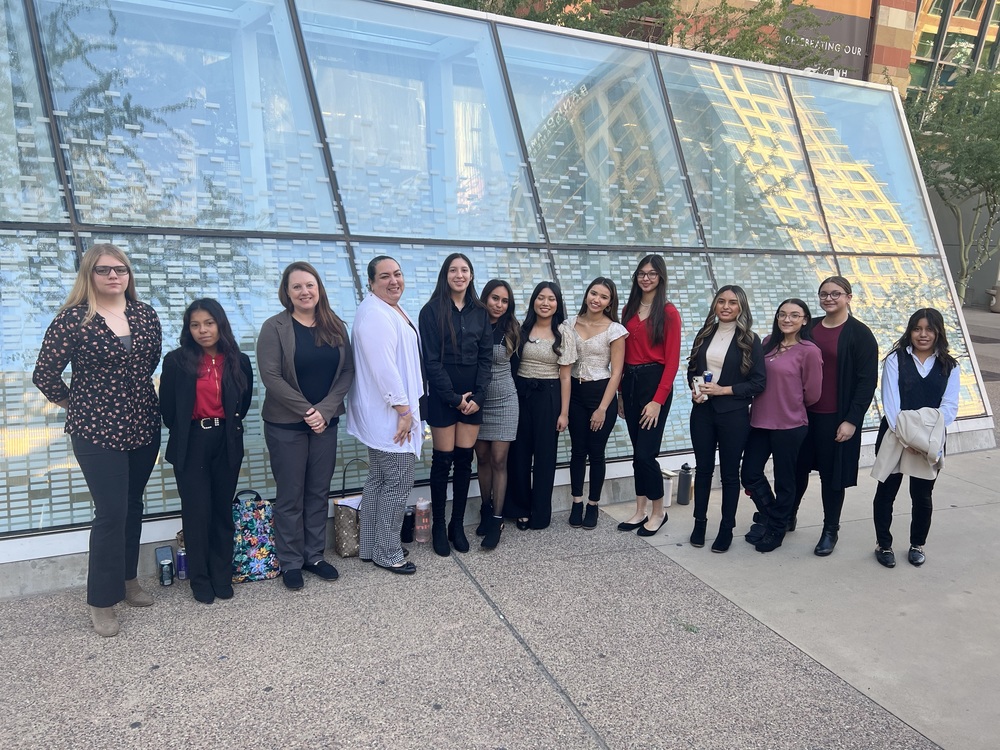 HOSA students standing in front of the Phoenix Convention Center