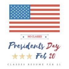 president’s day image with date 