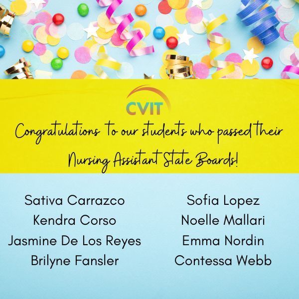 Congratulations with student list of names and CVIT logo